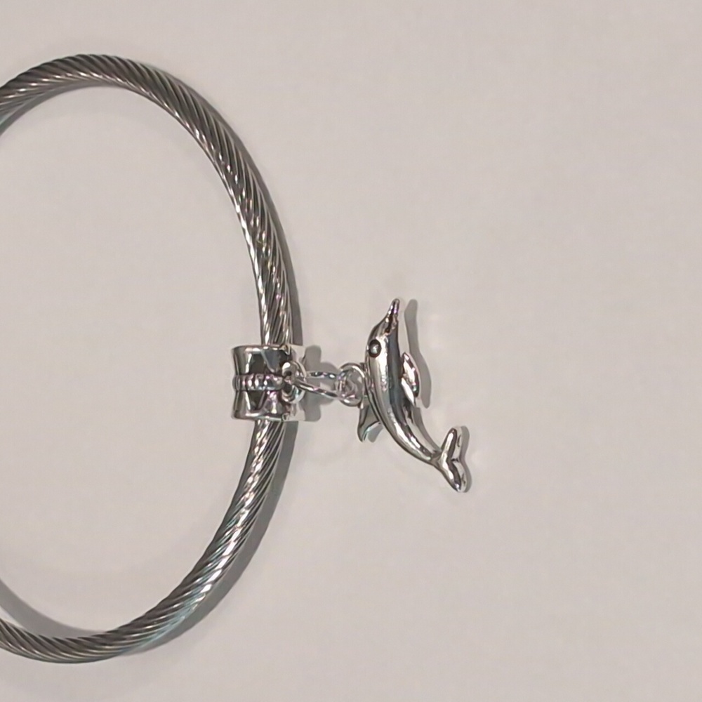 Silver Dolphin Dangle Charm‎ for Pandora Style Bracelet
